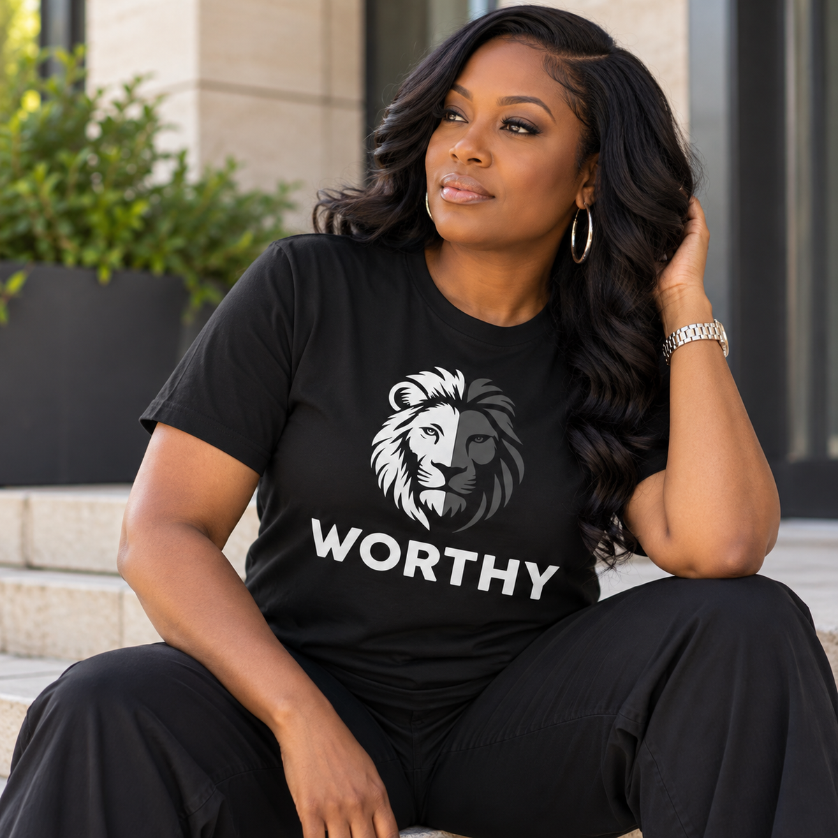 WORTHY Lion Graphic T-Shirt | Unisex Christian Tee