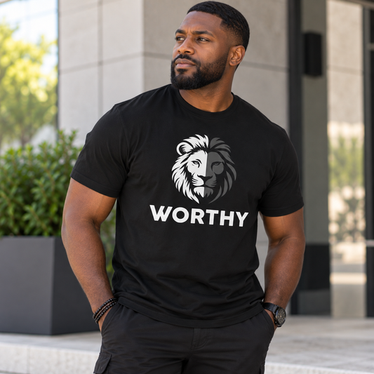WORTHY Lion Graphic T-Shirt | Unisex Christian Tee