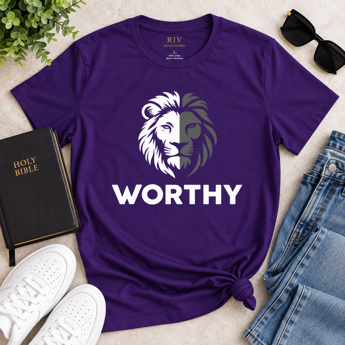 WORTHY Lion Graphic T-Shirt | Unisex Christian Tee